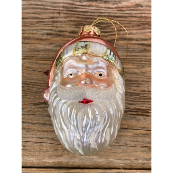 Vintage Blown Glass Santa Clause Face Christmas Ornament - Picture 3 of 9
